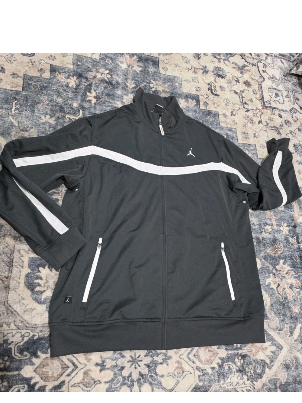 Jordan Black Track Jacket with White Stripes XL